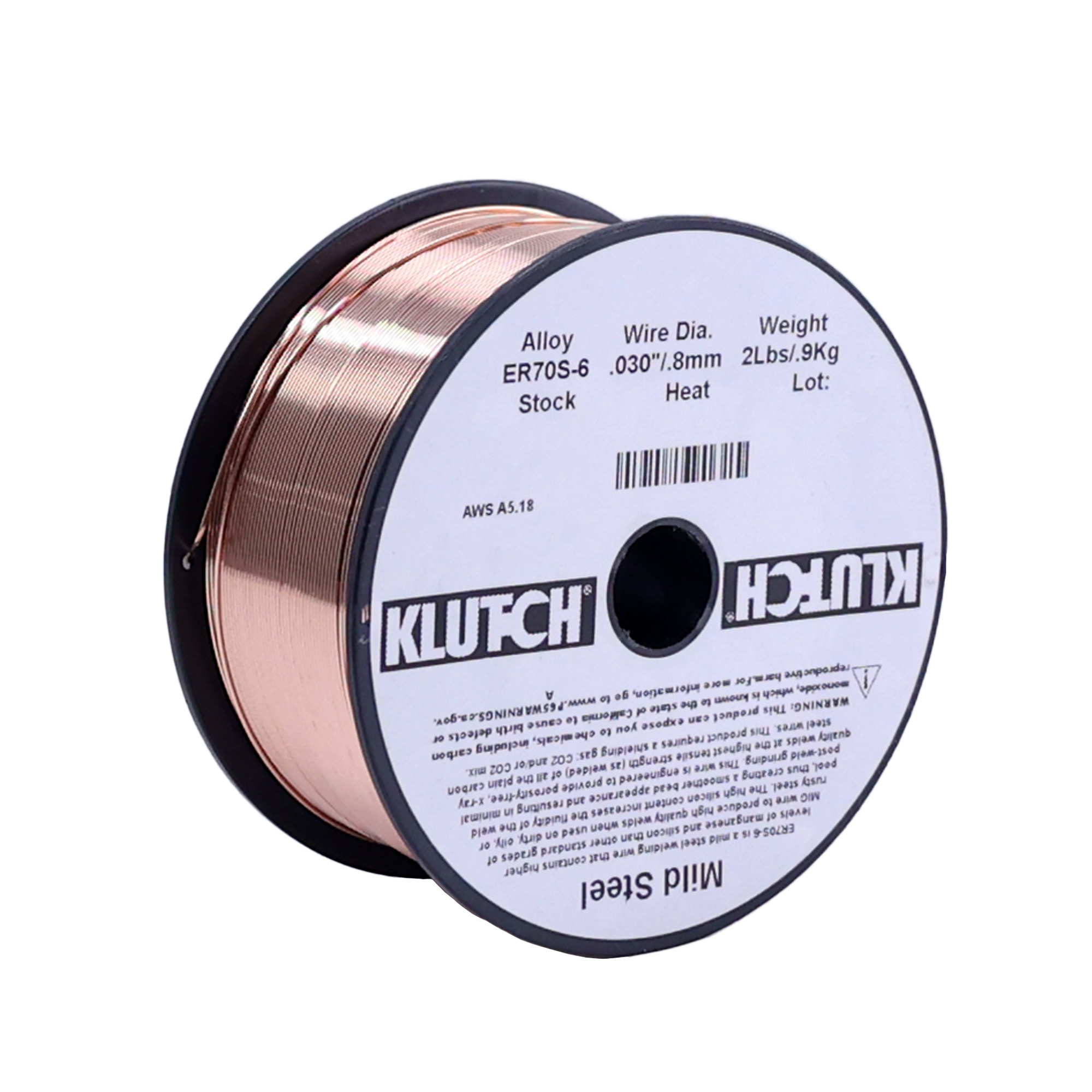 Klutch ER70S-6 Carbon Steel MIG Welding Wire, Size 0.03in., 2-Lb. Spool
